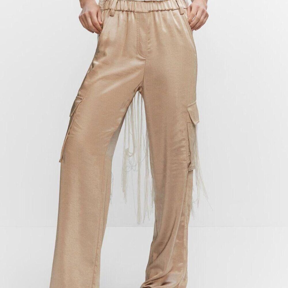 Women's Cream and Brown Trousers - Picture 4 of 4